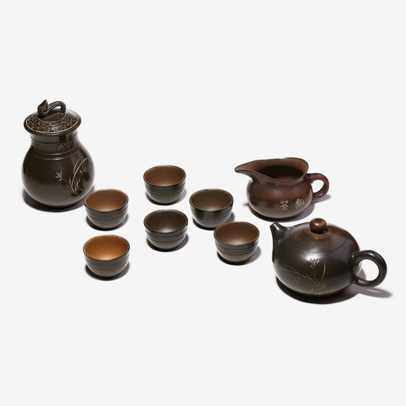 欽州坭興陶 古安牌港灣茶具10件套價(jià)格與工藝解析
